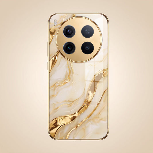 Vivo X300 Pro 5G Marvel Texture Gold Electroplated Glass Phone Back Case