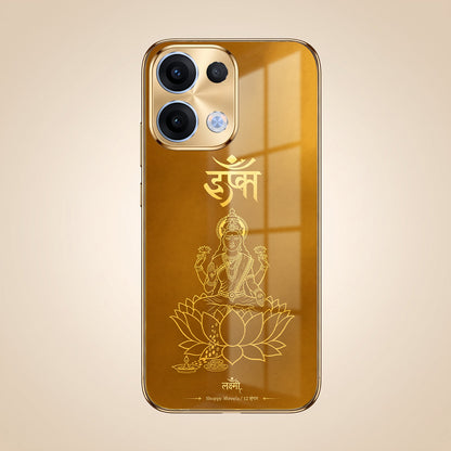 Oppo Reno 13 5G Shree Lakshmi Divine Gold Electroplated Glass Phone Back Case