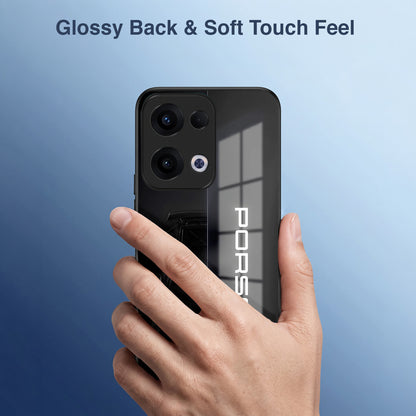 Oppo Reno 13 5G 5G Premium Acrylic Shockproof Glass Back Case (Black Porsche)