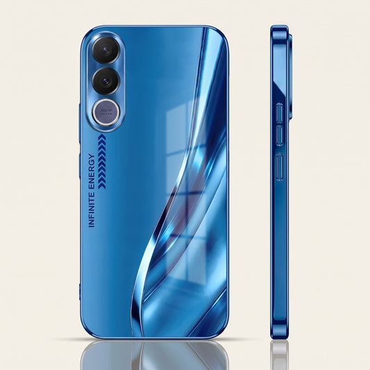 Vivo V70 FE 5G Luxury Infinity Energy Blue Electroplated Glass Phone Back Case