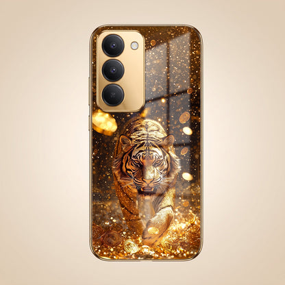 Redmi 15 5G Luxury Tiger Gold Electroplated Glass Phone Back Case