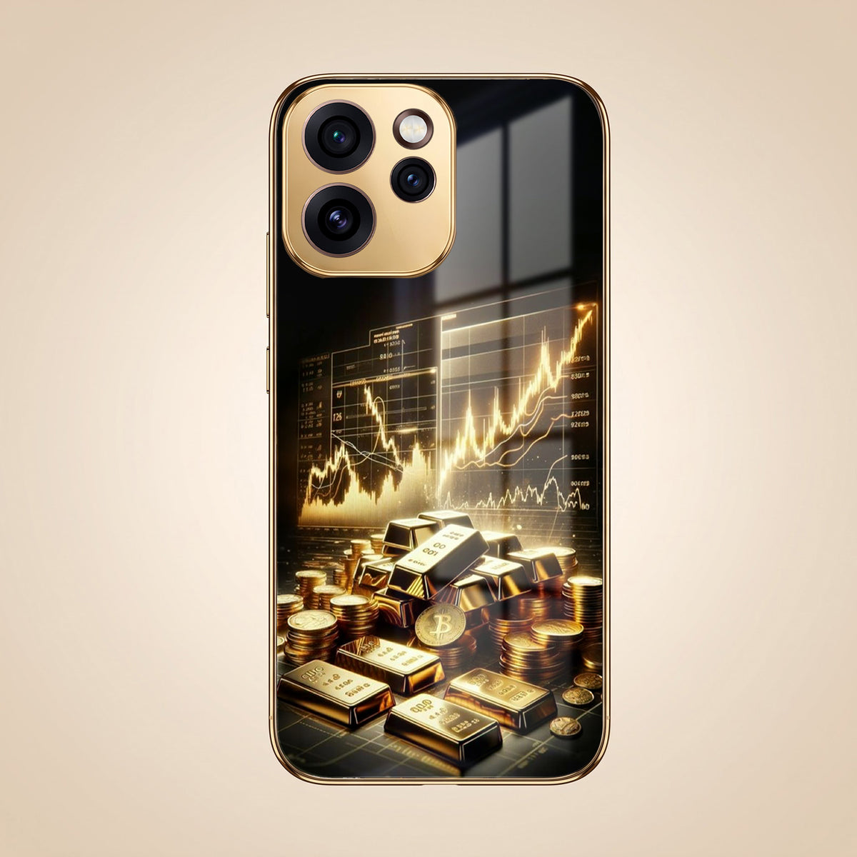 Oppo Reno 15 Pro Mini 5G Luxury Wealth Trader Gold Electroplated Glass Phone Back Case