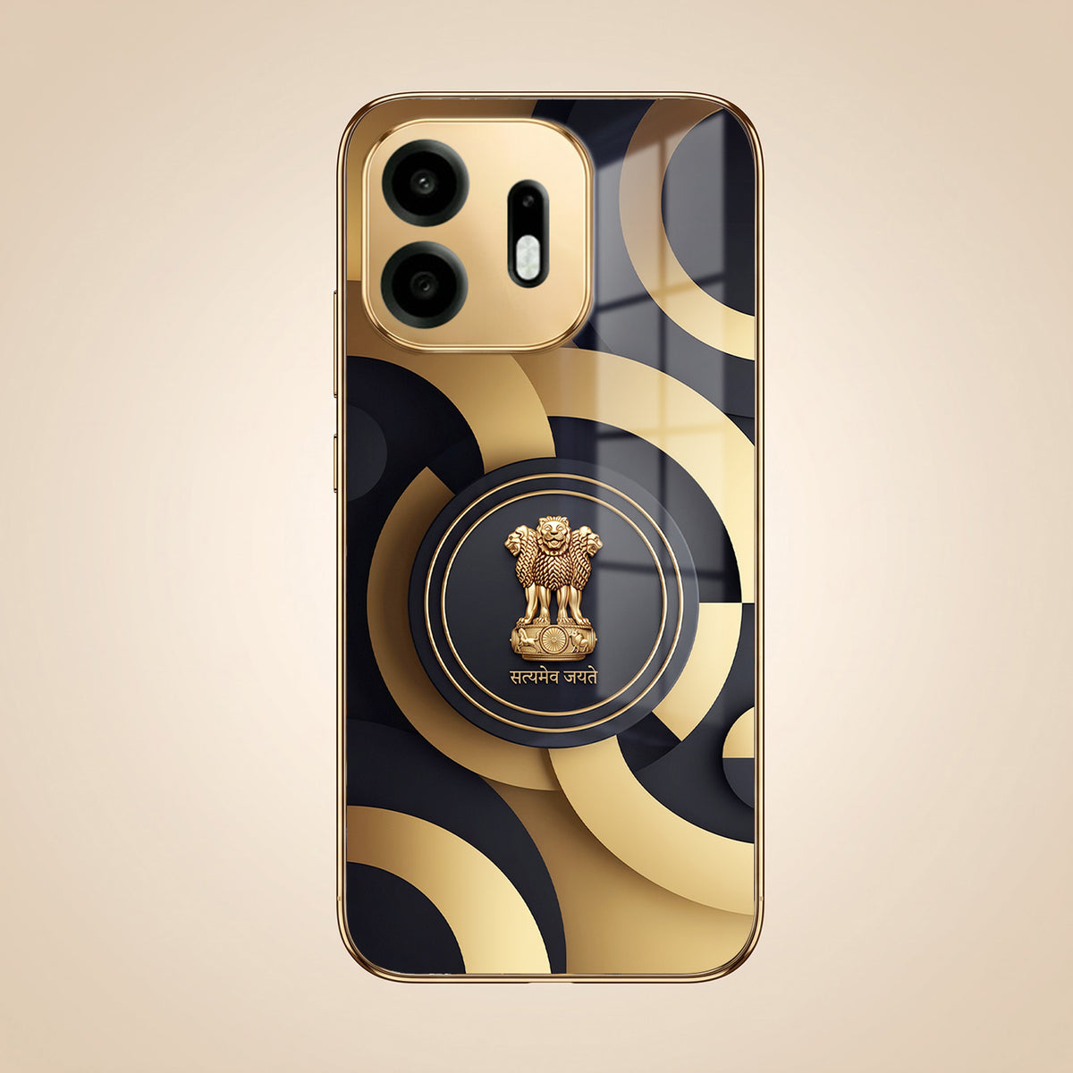 OnePlus N6 5G Royal Emblem Gold Electroplated Glass Phone Back Case