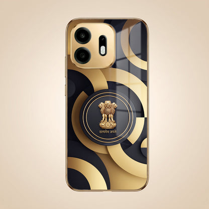 OnePlus N6 5G Royal Emblem Gold Electroplated Glass Phone Back Case