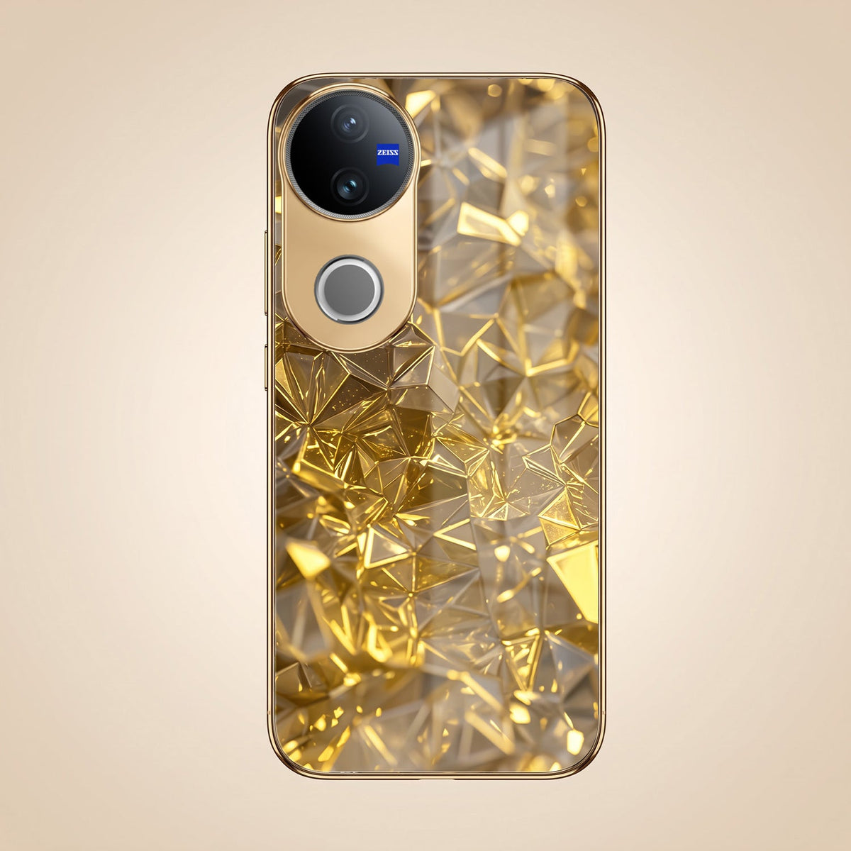 Vivo V50 5G Golden Diamond Shatter Gold Electroplated Glass Phone Back Case