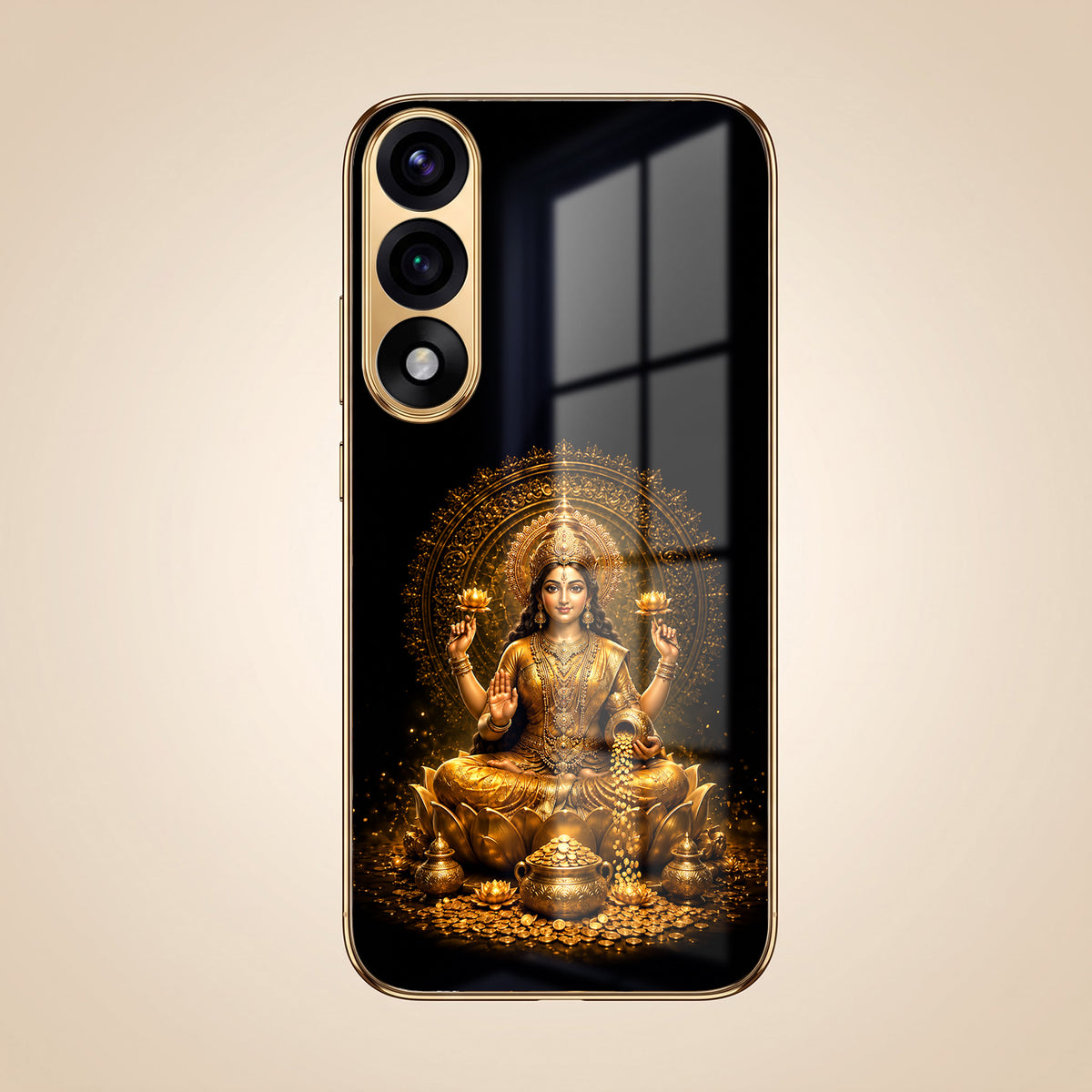 Oneplus Nord 5 5G Golden Maa Lakshmi Gold Electroplated Glass Phone Back Case