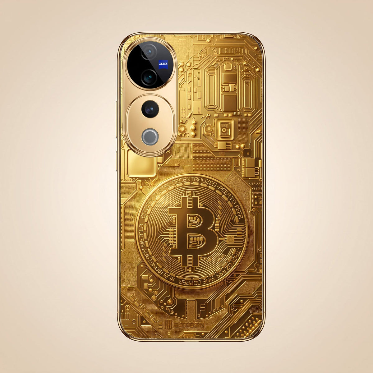 Vivo V40 Pro 5G Bitcoin Gold Electroplated Glass Phone Back Case