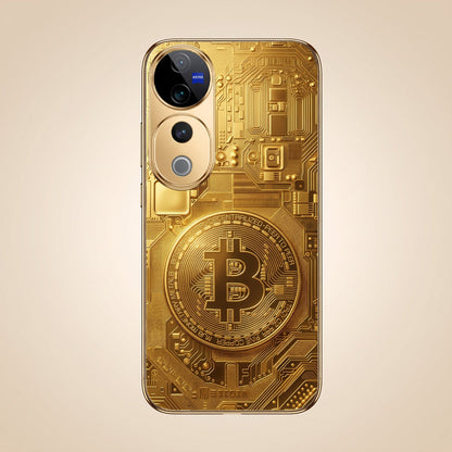Vivo V40 Pro 5G Bitcoin Gold Electroplated Glass Phone Back Case