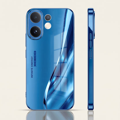 Vivo V60 5G Luxury Infinity Energy Blue Electroplated Glass Phone Back Case