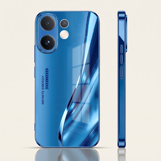 Vivo V60 5G Luxury Infinity Energy Blue Electroplated Glass Phone Back Case