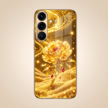 Samsung Galaxy A36 5G Golden Rose Elegance Gold Electroplated Glass Phone Back Case