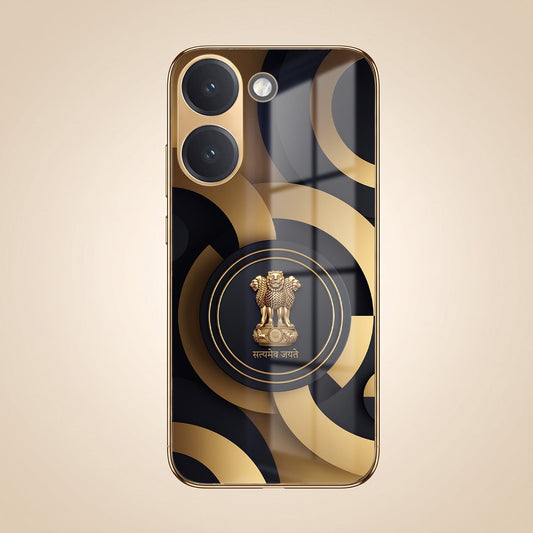 Poco X8 Pro 5G Royal Emblem Gold Electroplated Glass Phone Back Case