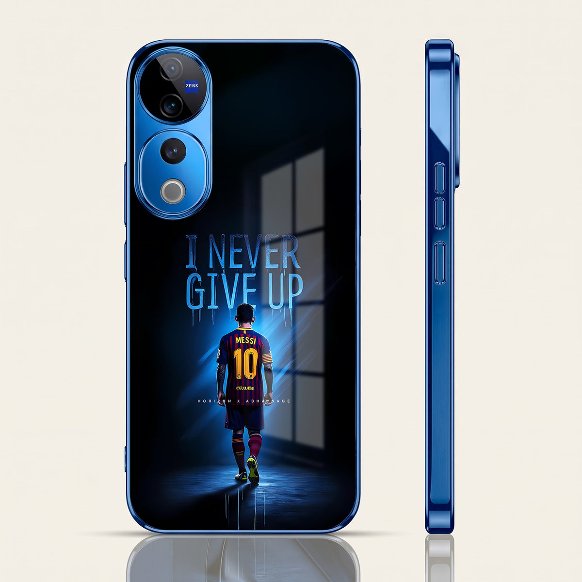 Vivo V40 Pro 5G Never Give Up Blue Electroplated Glass Phone Back Case