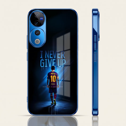 Vivo V40 Pro 5G Never Give Up Blue Electroplated Glass Phone Back Case