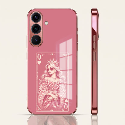 Samsung Galaxy A56 5G Luxury Royal Queen Pink Electroplated Glass Phone Back Case