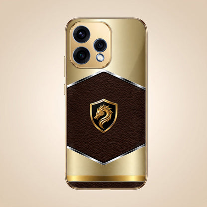 Oppo Reno 15 5G Dragon Crest Gold Electroplated Glass Phone Back Case