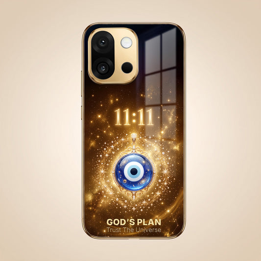 OnePlus 13s 5G God’s Plan Evil Eye Gold Electroplated Glass Phone Back Case