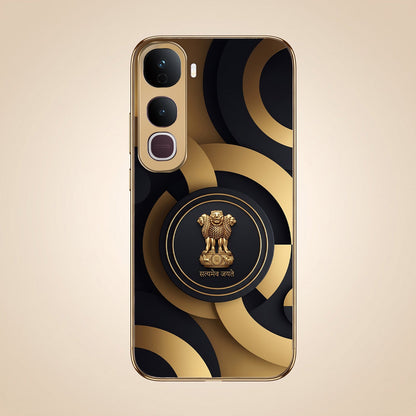 Vivo Y400 Pro 5G Royal Emblem Gold Electroplated Glass Phone Back Case