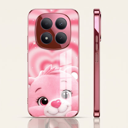 Redmi Note 15 Pro+ 5G Luxury Cute Teddy Pink Electroplated Glass Phone Back Case