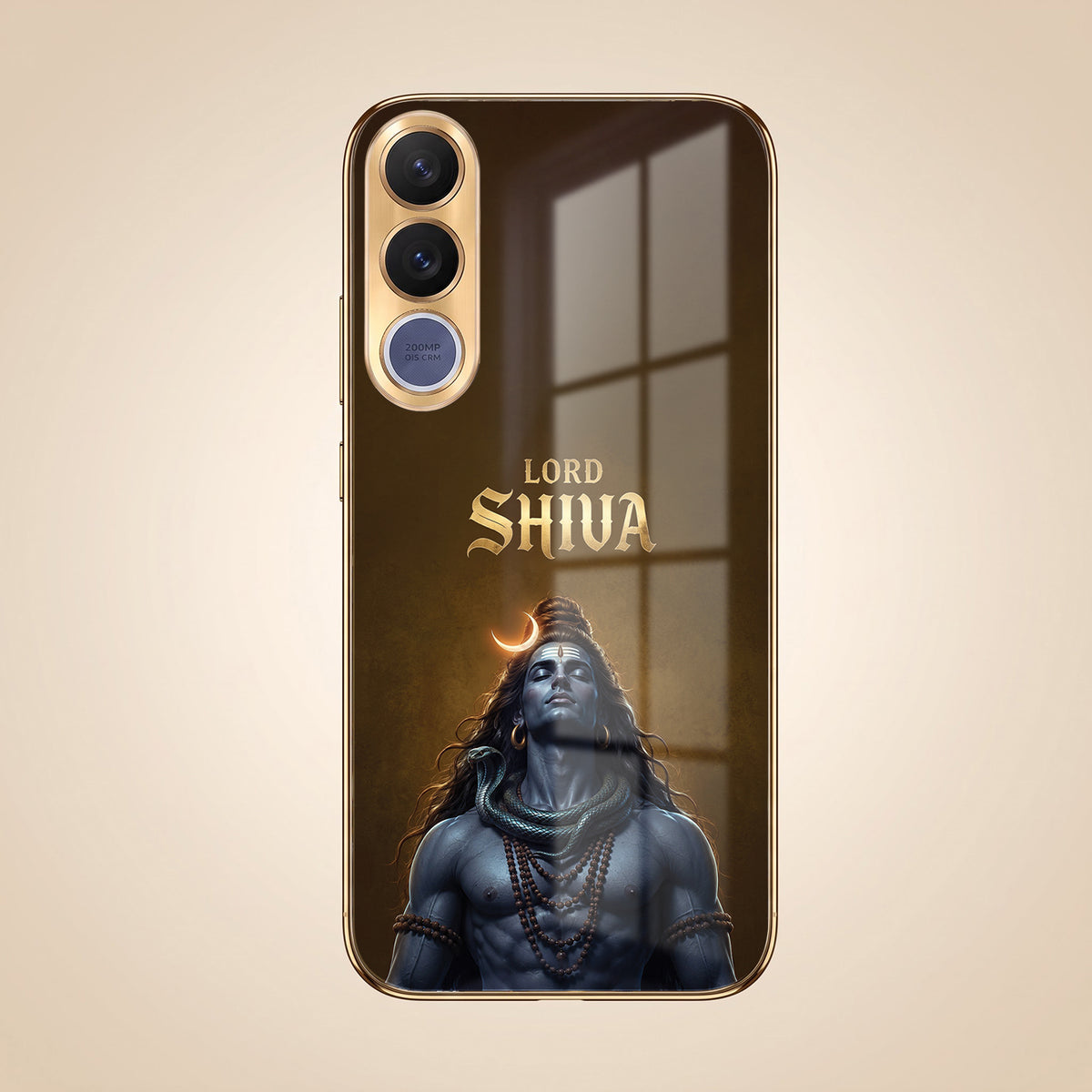 Vivo V70 Fe Lord Shiva Gold Electroplated Glass Phone Back Case