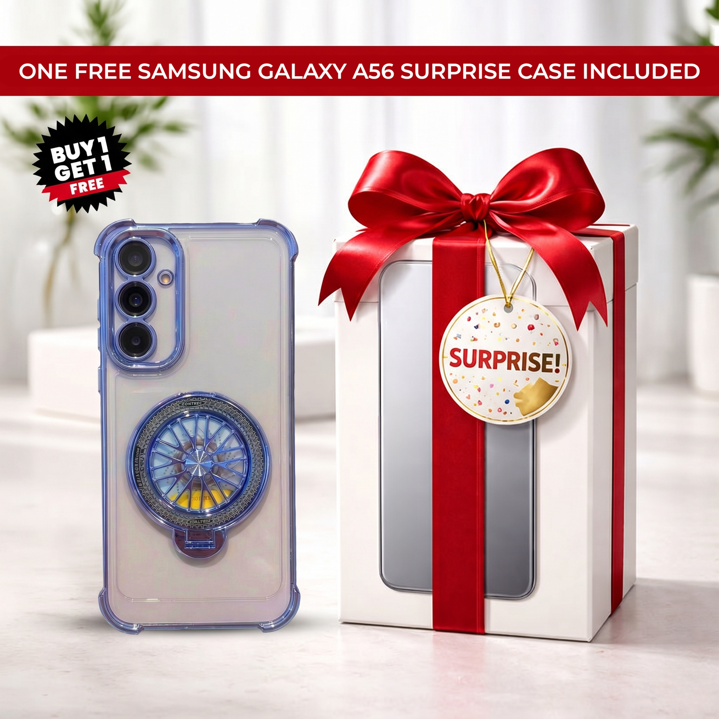 Samsung Galaxy A56 5G Premium Stress Buster Wheel Rotating Shockproof Airbags Case (Buy 1 Get 1 Surprise Cover)
