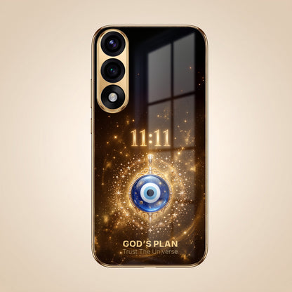 OnePlus Nord 5 5G God’s Plan Evil Eye Gold Electroplated Glass Phone Back Case