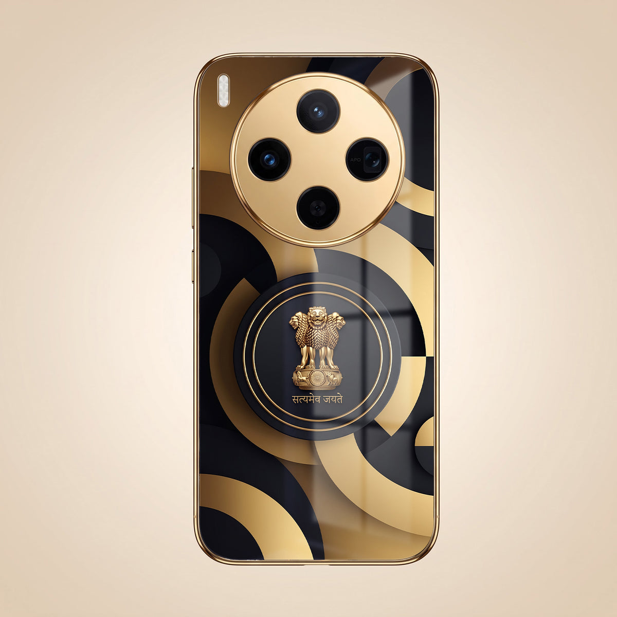 Vivo X300 5G Royal Emblem Gold Electroplated Glass Phone Back Case