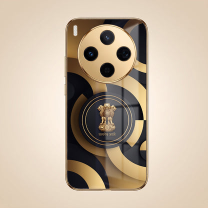Vivo X300 5G Royal Emblem Gold Electroplated Glass Phone Back Case