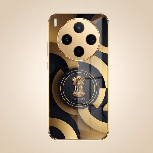 Vivo X300 5G Royal Emblem Gold Electroplated Glass Phone Back Case