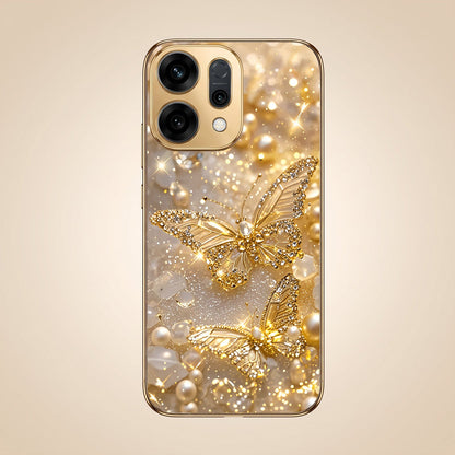 Oppo Reno 14 5G Golden Butterfly Gold Electroplated Glass Phone Back Case