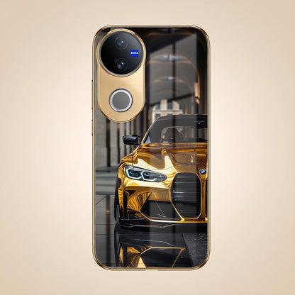 Vivo V50 5G Golden BMW Gold Electroplated Glass Phone Back Case