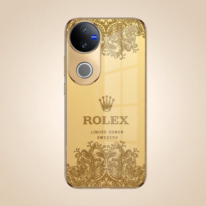 Vivo V50 5G Rolex Crown Gold Electroplated Glass Phone Back Case