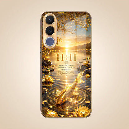 Vivo V70 FE 5G 11:11 Manifestation Gold Electroplated Glass Phone Back Case