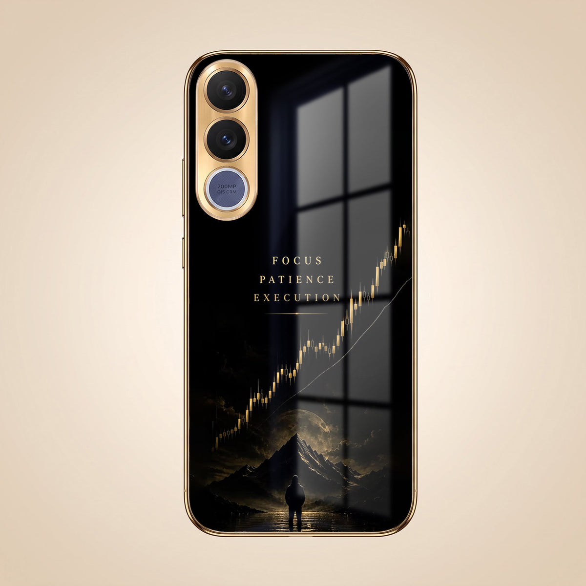 Vivo V70 FE 5G Focus Gold Electroplated Glass Phone Back Case
