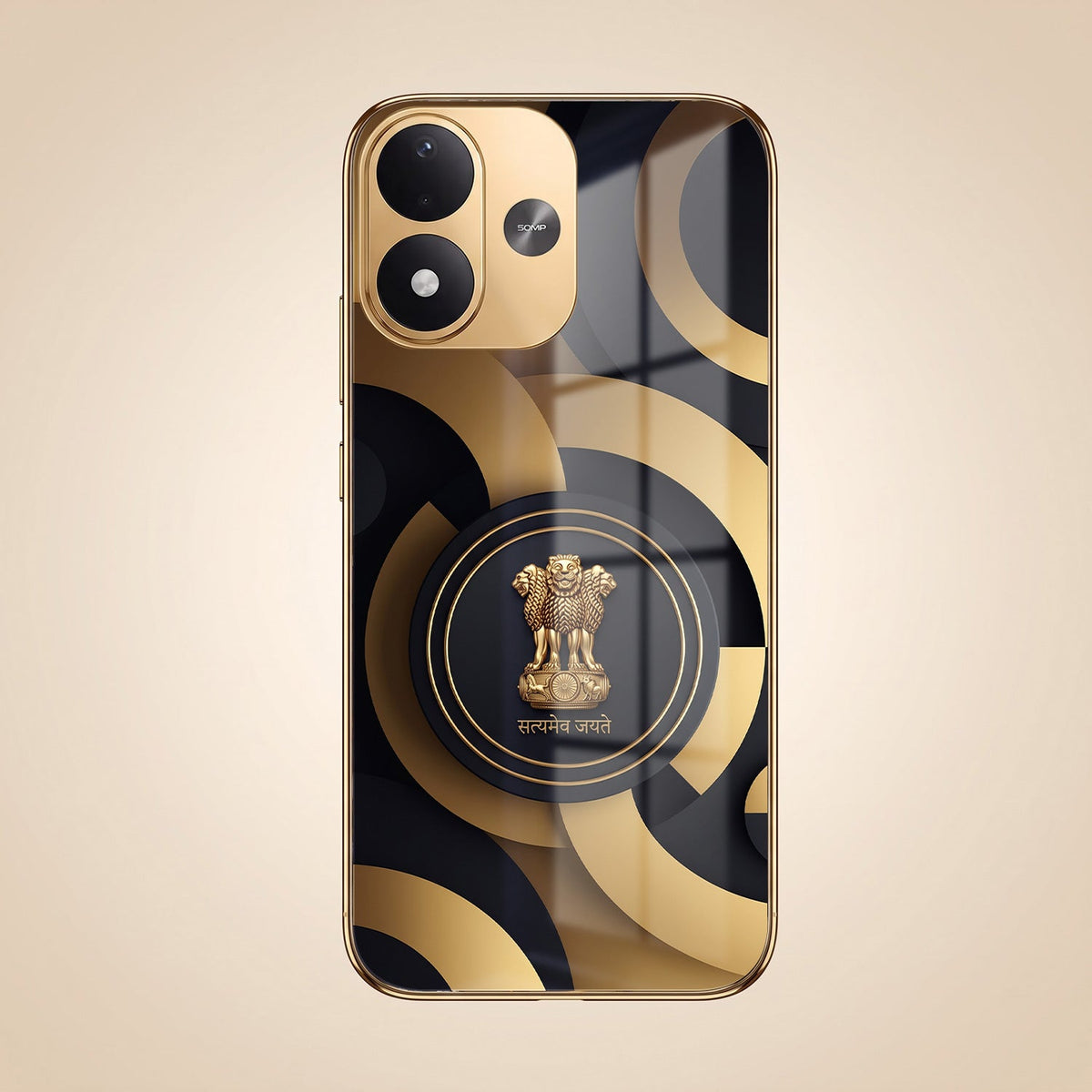 Redmi Note 17 5G Royal Emblem Gold Electroplated Glass Phone Back Case