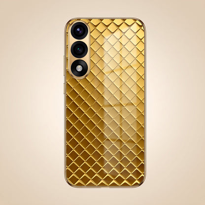 Oneplus Nord 5 5G Golden Criss Cross Gold Electroplated Glass Phone Back Case