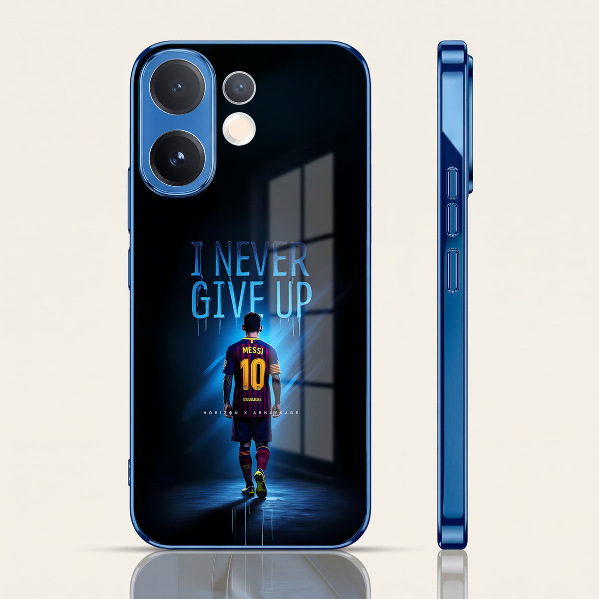 Vivo V60 5G Never Give Up Blue Electroplated Glass Phone Back Case