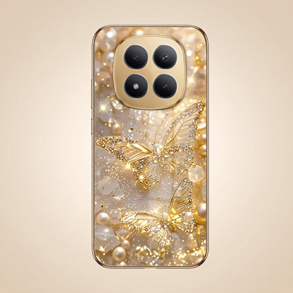 Redmi Note 15 Pro+ 5G Golden Butterfly Gold Electroplated Glass Phone Back Case