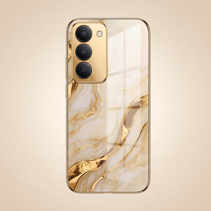 Redmi 15 5G Marvel Texture Gold Electroplated Glass Phone Back Case
