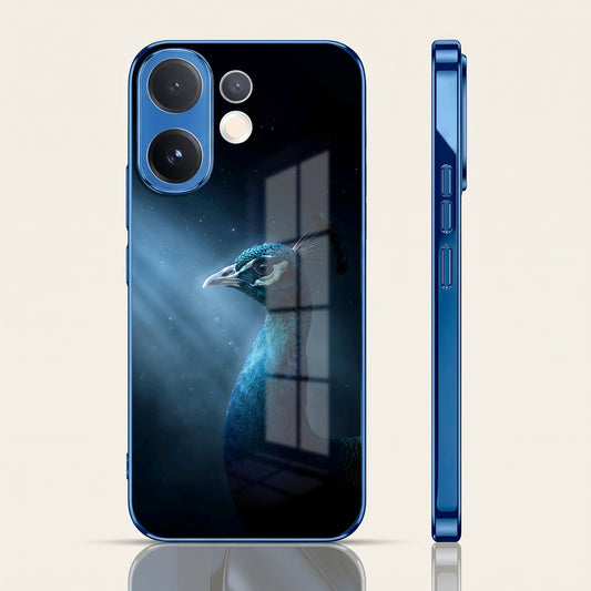 Vivo V60 5G Royal Peacock Blue Electroplated Glass Phone Back Case