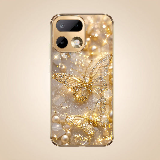Realme 16 Pro+ 5G Golden Butterfly Gold Electroplated Glass Phone Back Case