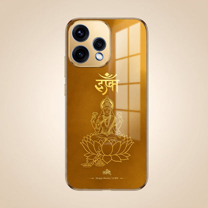 Oppo Reno 15 5G Shree Lakshmi Divine Gold Electroplated Glass Phone Back Case