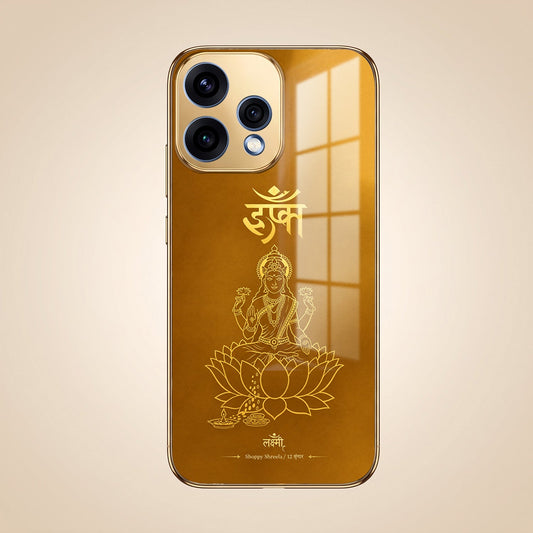 Oppo Reno 15 5G Shree Lakshmi Divine Gold Electroplated Glass Phone Back Case