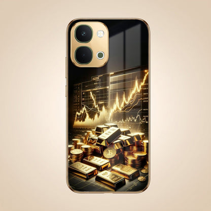 Vivo T5X 5G Luxury Wealth Trader Gold Electroplated Glass Phone Back Case