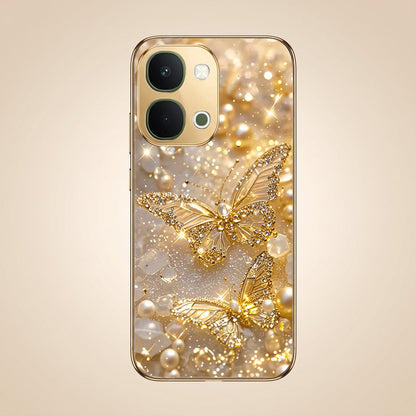Vivo Y51 Pro 5G Golden Butterfly Gold Electroplated Glass Phone Back Case