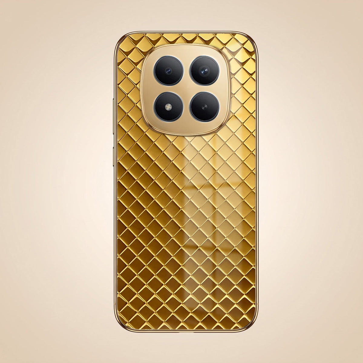 Redmi Note 15 Pro+ 5G Golden Criss Cross Gold Electroplated Glass Phone Back Case