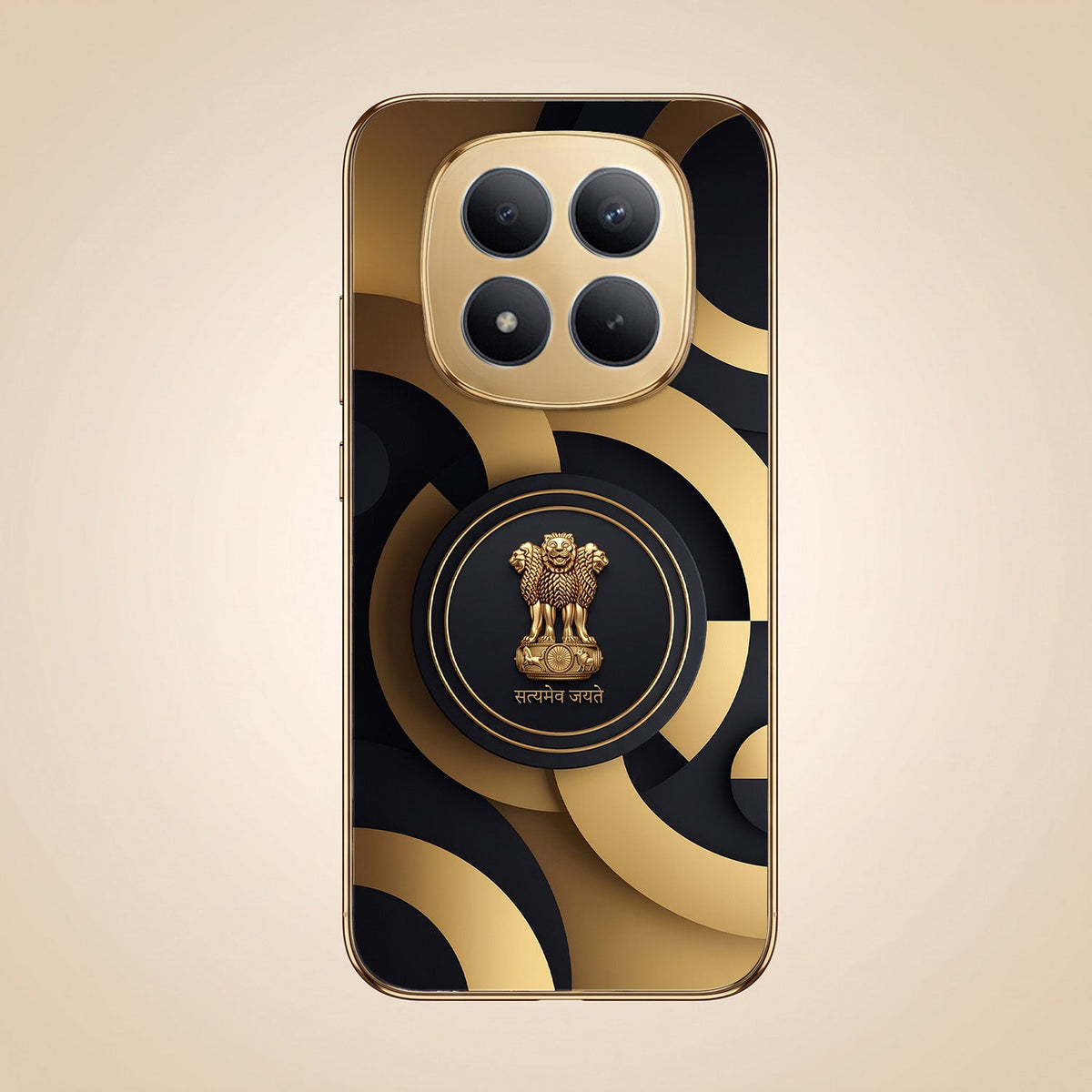 Redmi Note 15 Pro+ 5G Royal Emblem Gold Electroplated Glass Phone Back Case