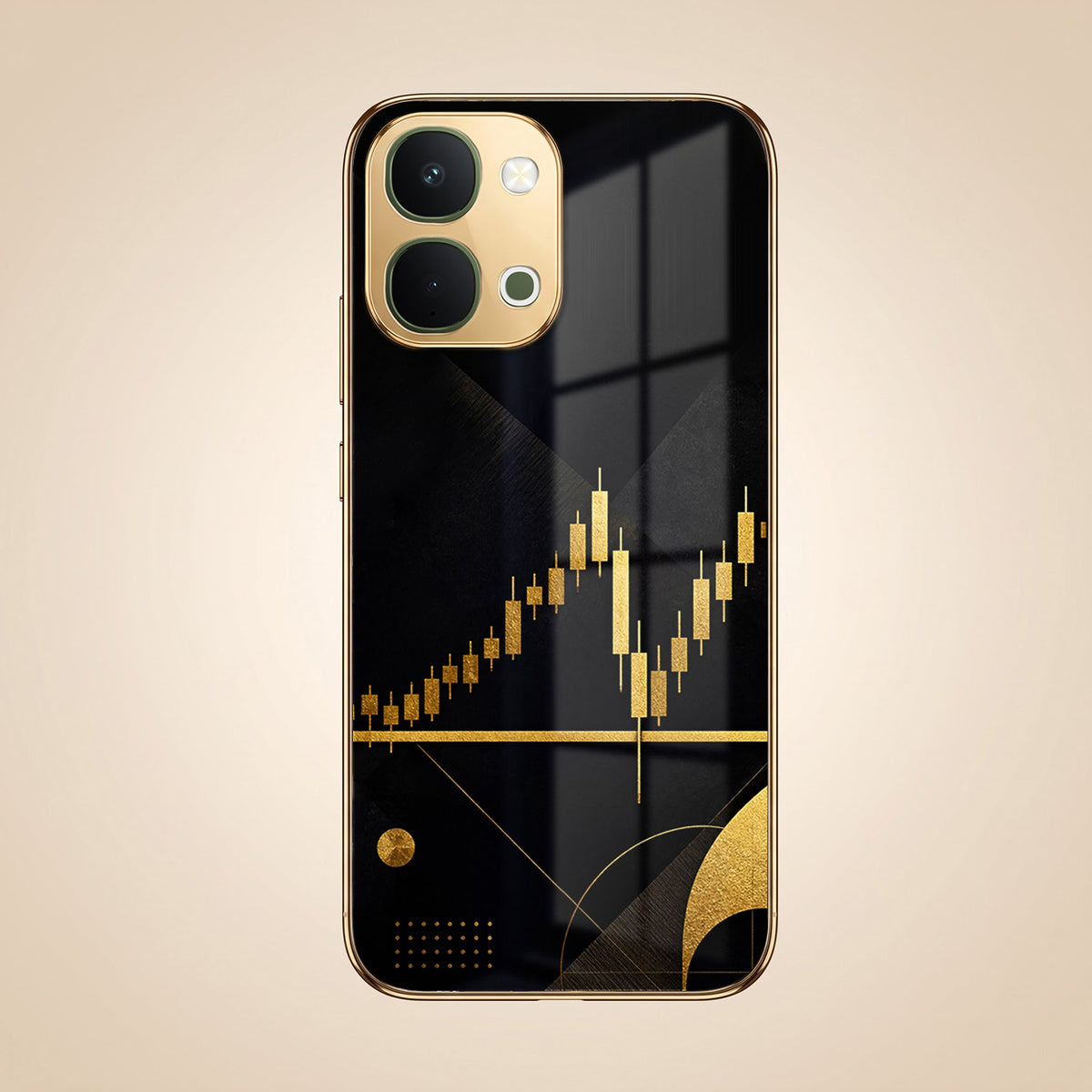 Vivo T5X 5G Trading Candles Gold Electroplated Glass Phone Back Case
