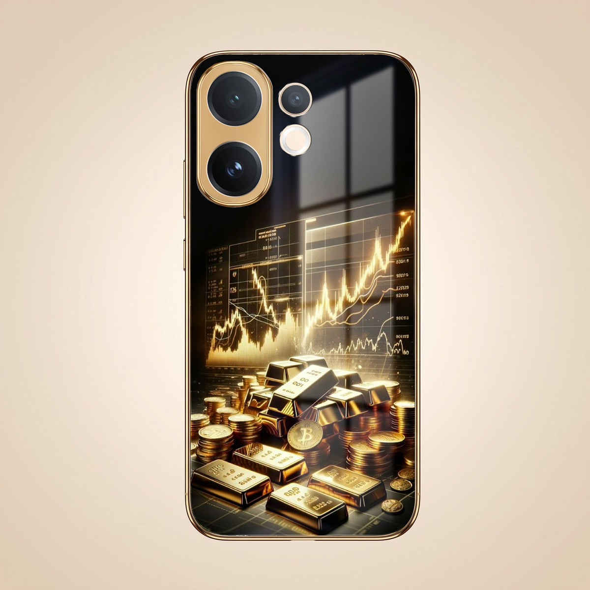 Vivo V60 5G Luxury Wealth Trader Gold Electroplated Glass Phone Back Case