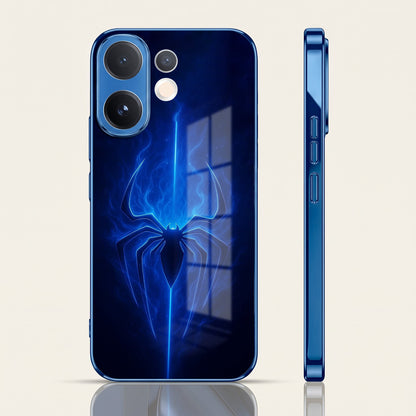 Vivo V60 5G Neon Spider Blue Electroplated Glass Phone Back Case